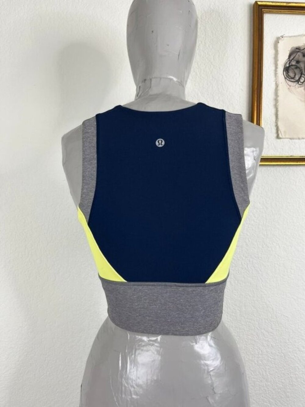 Lululemon Kick Serve Sweat Bra True Navy / Heathered Slate / Sheer Lemon